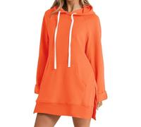 Sudadera con capucha de manga larga para mujer de color liso con capucha, rojo, S
