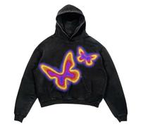 Sudadera con capucha de manga larga para mujer, estilo hip hop, estampado gótico, morado, XL