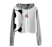 Sudadera con Capucha de Mujer con Estampado Animal Sudadera Deportiva de Manga Larga Camisas Gris M