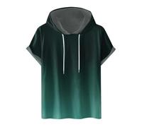 Sudadera con capucha de mujer de manga corta, de un solo color, con capucha, ajustable, sudadera a la moda, con capucha, cómoda, de talla grande, blusa de algodón, para verano, clásica, camiseta