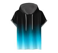 Sudadera con capucha de mujer de manga corta, de un solo color, con capucha, ajustable, sudadera con capucha de moda, de talla grande, cómoda, de algodón, blusa, clásica, para verano, para deporte