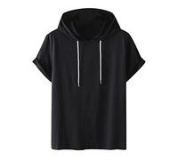 Sudadera con capucha de mujer de manga corta, de un solo color, moderna, con capucha, suelta, de talla grande, cómoda, de algodón, blusa de verano, clásica, tops, camiseta deportiva, camisetas de