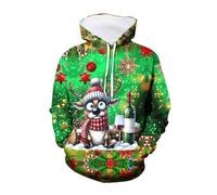 Sudadera con capucha de Navidad para hombre, novedosa sudadera con cordón impreso en 3D, sudadera fea de Navidad con gráfico de reno, sudadera con capucha de manga larga, suave, cómoda, para otoño e