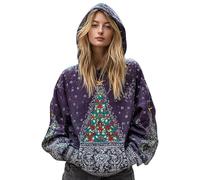 Sudadera con capucha de Navidad para mujer, con estampado navideño, sudadera con capucha para mujer, sudadera de Navidad, sudadera de invierno, sudaderas de Navidad, cómodas, tallas grandes, Rosa
