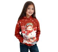 Sudadera con capucha de Navidad para niña, talla grande, suéter de Navidad para niños con bolsillos, sudadera de Navidad para niños con estampado de muñeco de nieve, sudadera con capucha de invierno