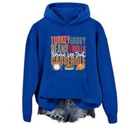 Sudadera con capucha de pavo con frijoles y rollos Let Me See That Casserole, azul real, XL