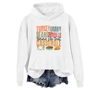 Sudadera con capucha de pavo con frijoles y rollos Let Me See That Casserole, blanco, XL