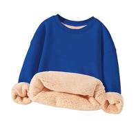 Sudadera con capucha de polar para niñas, jersey de manga larga con cuello redondo, ropa de abrigo informal suave y acogedora para niños pequeños, ideal para invierno y juegos al aire libre (Sky