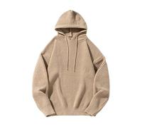Sudadera con capucha de punto para hombre, casual, a la moda, lisa, estilo perezoso, con capucha, manga larga, cuello redondo, con cordón, ajuste holgado, ligera, suave, cómoda, unisex, para