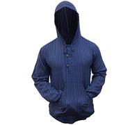 Sudadera con capucha de Shopoholic Fashion, diseño hippie a rayas, tejido muy ligero Azul Azul Mix Large