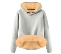 Sudadera con capucha de terciopelo para mujer, diseño a cuadros, Gris claro., XXL