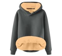 Sudadera con capucha de terciopelo para mujer, diseño a cuadros, gris, XL