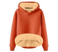 Sudadera con capucha de terciopelo para mujer, diseño a cuadros, naranja, L