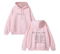 Sudadera con Capucha Deadline 2025 World Tour con Estampado gráfico de Apoyo for la Calle, Unisex, de algodón con Cremallera(B-Pink,S)