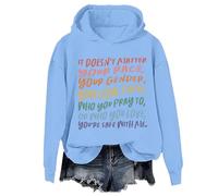 Sudadera con capucha divertida con texto en inglés "It Doesn't Matter You're Safe With Me" LGBTQ Equality Rights You Are Safe With Me, azul celeste, XXL