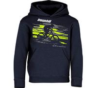 Sudadera con Capucha: Downhill Adrenaline - Pulóver para jóvenes Ciclistas Regalo Niños Niño Niña Bicicleta Bici BTT MTB BMX Mountain-Bike Deporte Sport Outdoor Cumpleaños Navidad Hoodie (Azul 140)