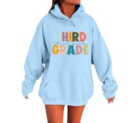 Sudadera con capucha Elegante sudadera con capucha y sudaderas para el regreso a la escuela. Diseño clásico de cuello redondo con patrones únicos. Perfecto para primavera y otoño., azul claro, XXL