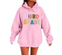 Sudadera con capucha Elegante sudadera con capucha y sudaderas para el regreso a la escuela. Diseño clásico de cuello redondo con patrones únicos. Perfecto para primavera y otoño., Rosa., XL