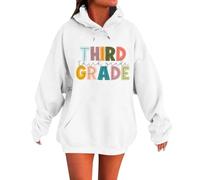 Sudadera con capucha Elegante sudadera con capucha y sudaderas para el regreso a la escuela. Diseño clásico de cuello redondo con patrones únicos. Perfecto para primavera y otoño., Blanco, XL