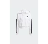 adidas Donna Essentials 3-Stripes French Terry Quarter-Zip Hoodie, White/Black, XL