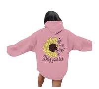 Sudadera con capucha estampada de manga larga, casual y elegante vestido suéter mujer, Rosa., 3XL