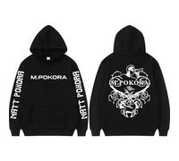 Sudadera con Capucha Estampada M-Pokora, Sudadera Unisex con Estampado A Doble Cara, Estilo Urbano (Black,XXL)