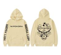 Sudadera con Capucha Estampada M-Pokora, Sudadera Unisex con Estampado A Doble Cara, Estilo Urbano (Khaki,L)