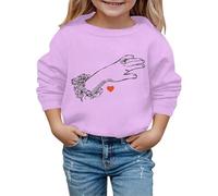 Sudadera con capucha estampada para el día de San Valentín 2026, otoño e invierno, moda de San Valentín, Morado (, 3-4 años