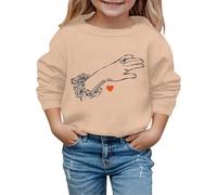 Sudadera con capucha estampada para el día de San Valentín 2026, otoño e invierno, moda de San Valentín, caqui, 4-5 años