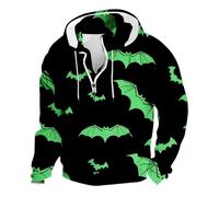 Sudadera con capucha estampada para hombre con estampado de Halloween en color del Reino Unido, sudadera de manga larga con diseño de calabaza Jack-O'-Lantern, sudadera con media cremallera con