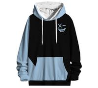 Sudadera con capucha estampada para hombre, sudadera con capucha para hombre, diseño de bloques de color, a la moda, de manga larga, ligera, estilo hip hop, urbana, para otoño, casual, blusa para