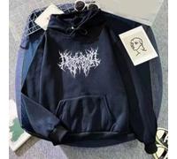 Sudadera con capucha estampada para mujer, manga larga, estilo retro, hip-hop, ajuste regular, para día festivo, club, primavera, verano, otoño e invierno (M es negro)