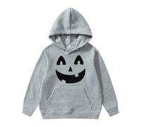 Sudadera con Capucha Estampado Halloween Infantil Chaqueta Polar gráfico Atuendo Informal cómodo niños (Grey-C, 7-8 Years)