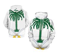 Sudadera con Capucha Estampado Reino De Arabia Saudita Escudo Nacional Unisex Jersey Deportivo Jumper Top De Manga Larga Cómodo Y Suave Estilo Clásico Ajuste Holgado Múltiples Tallas Disponibles
