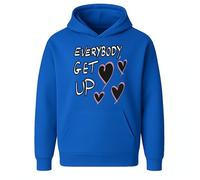 Sudadera con capucha Everybody Get Up Graphic - Sudadera unisex - Ropa de calle con cita positiva divertida, azul cobalto, 12 Years Plus