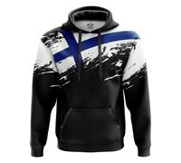 Sudadera con capucha Flagghoodie con estampado sublimado sobre el pecho y los hombros. Ajuste suave y cómodo., Color negro., L
