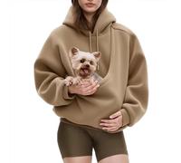 Sudadera con Capucha For Transportar Mascotas, con Bolsa For Gatos Y Perros con Bolsillos, Cálida Y Suave Sudadera De Forro Polar Invierno(Khaki,S)