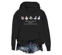 Sudadera con capucha Funny Pigeons Sometimes I Wonder If Pigeons Are Thinking About Me Too, Negro, S