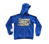 Sudadera con capucha genérica para hombre con capucha con cremallera Streetwear Jersey Over Impreso Letra Casual para Otoño Invierno Primavera Slim Fit Outdoor Atlético Camisa Hombre Cómodo, azul, XL