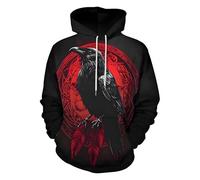Sudadera con capucha genérica para hombre de impresión mitología nórdica gótica Steampunk traje medieval estilo vikingos impreso cráneo Y2K chaqueta media temporada deportiva y ligera suéter de manga