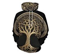 Sudadera con capucha genérica para hombre de impresión mitología nórdica gótica Steampunk traje medieval estilo vikingos impreso cráneo Y2K chaqueta media temporada deportiva y ligera suéter de manga
