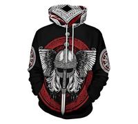 Sudadera con capucha genérica para hombre de impresión mitología nórdica gótica Steampunk traje medieval estilo vikingos impreso cráneo Y2K chaqueta media temporada deportiva y ligera suéter de manga