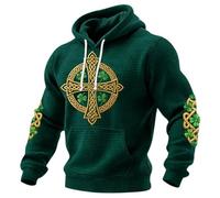 Sudadera con capucha genérica para hombre de San Patricio patrón en relieve sudadera Vikingos gótico Steampunk traje medieval renacentista suéter con capucha casual Top deportivo