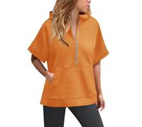 Sudadera con capucha genérica para mujer con Quart Zip - Sudadera con capucha ligera para mujer con mangas con capucha elegante con dos bolsillos sudadera Color sólido Tops Primavera Otoño Sudadera