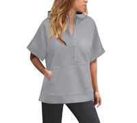 Sudadera con capucha genérica para mujer con Quart Zip - Sudadera con capucha ligera para mujer con mangas con capucha elegante con dos bolsillos sudadera Color sólido Tops Primavera Otoño Sudadera