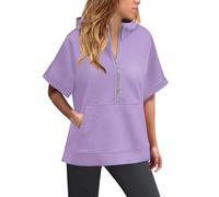 Sudadera con capucha genérica para mujer con Quart Zip - Sudadera con capucha ligera para mujer con mangas con capucha elegante con dos bolsillos sudadera Color sólido Tops Primavera Otoño Sudadera