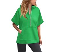 Sudadera con capucha genérica para mujer con Quart Zip - Sudadera con capucha ligera para mujer con mangas con capucha elegante con dos bolsillos sudadera Color sólido Tops Primavera Otoño Sudadera