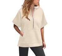 Sudadera con capucha genérica para mujer con Quart Zip - Sudadera con capucha ligera para mujer con mangas con capucha elegante con dos bolsillos sudadera Color sólido Tops Primavera Otoño Sudadera