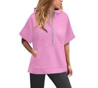 Sudadera con capucha genérica para mujer con Quart Zip - Sudadera con capucha ligera para mujer con mangas con capucha elegante con dos bolsillos sudadera Color sólido Tops Primavera Otoño Sudadera