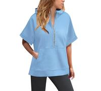 Sudadera con capucha genérica para mujer con Quart Zip - Sudadera con capucha ligera para mujer con mangas con capucha elegante con dos bolsillos sudadera Color sólido Tops Primavera Otoño Sudadera